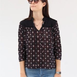 Ace & Jig Constance Top in Anisette Double Gauze Black Size M